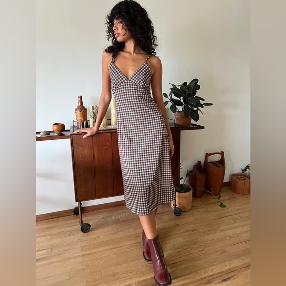 Lisa Says Gah Christy Slip Dress Cocoa Plaid Size 2XL
